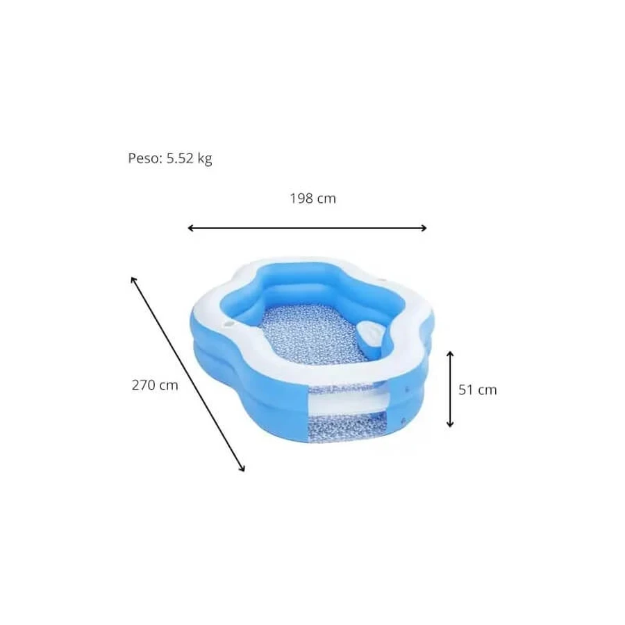 Bestway Inflatable Pool with Transparent Window, 270 x 198 x 51 cm