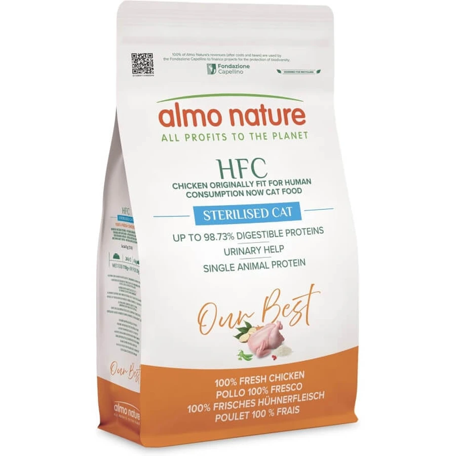 Almo Nature HFC Our Best Pollo esterilizado - Alimento completo para gatos adultos esterilizados, 1,2 kg