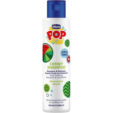 Chicco Pop – 2-in-1-Shampoo und -Spülung mit Wassermelonen-Duft für Kinder, 250 ml