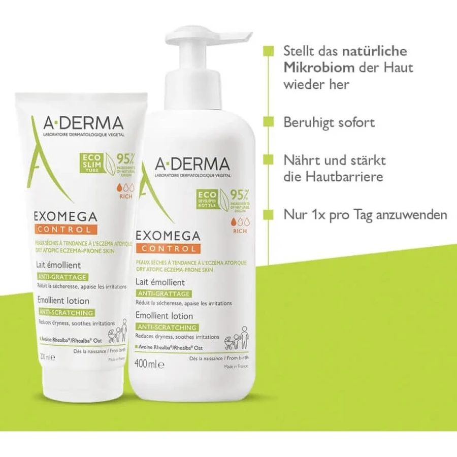 Aderma Exomega Control - Kalmerende lotion tegen jeuk, 200 ml