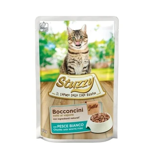 Stuzzy White Fish Bites - Aliment complet pour chats adultes, 85 g