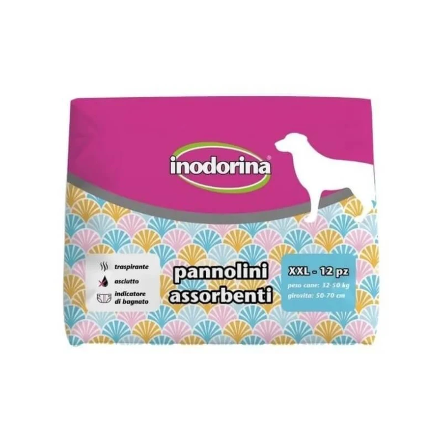 Inodorina 12 absorberende luiers voor teefjes, maat XXL, 50–70 cm