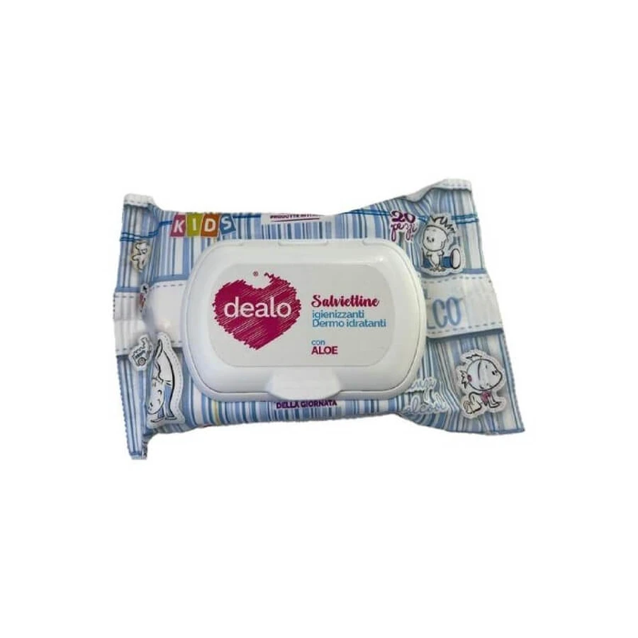 Dealo - 20 toallitas para bebés con aroma a talco en un envase resellable