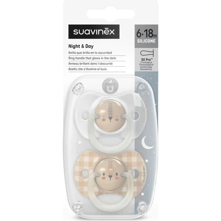 Suavinex Night &amp; Day - Chupete de silicona para 6-18 meses - Rosa
