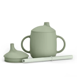 Suavinex Color Essence - Vaso de aprendizaje de silicona 3 en 1, verde