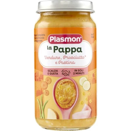 Plasmon Babynahrung – Gemüse, Schinken und kleine Nudeln, 200 g