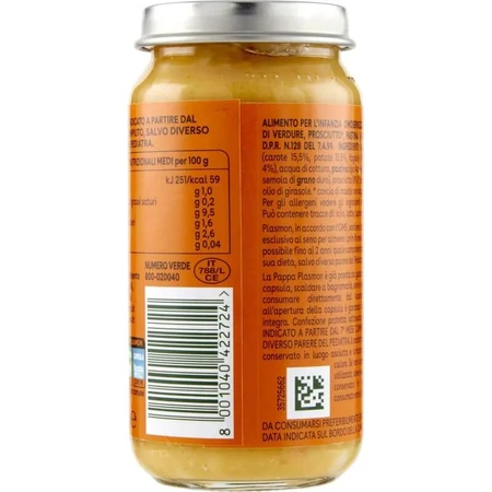 Plasmon Babynahrung – Gemüse, Schinken und kleine Nudeln, 200 g