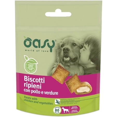 Oasy Snack Chicken and Vegetable-Filled Biscuits - Complementary Food for Adult Dogs, 80 g