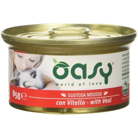 Oasy Tasty Veal Mousse - Complete Food for Adult Cats, 85 g