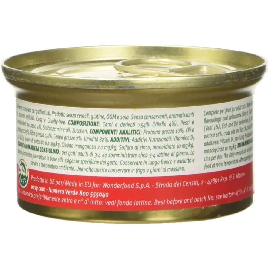 Oasy Tasty Veal Mousse - Complete Food for Adult Cats, 85 g