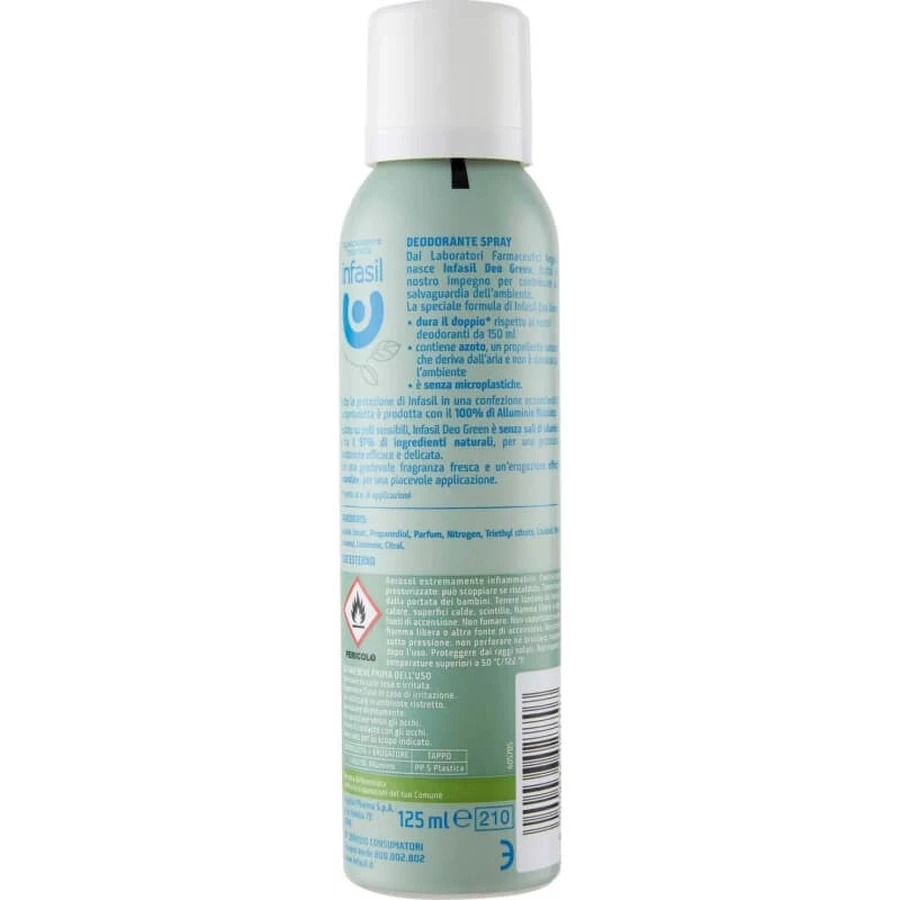 Infasil Deo Green Fresh Scent - Desodorante en spray, 125 ml