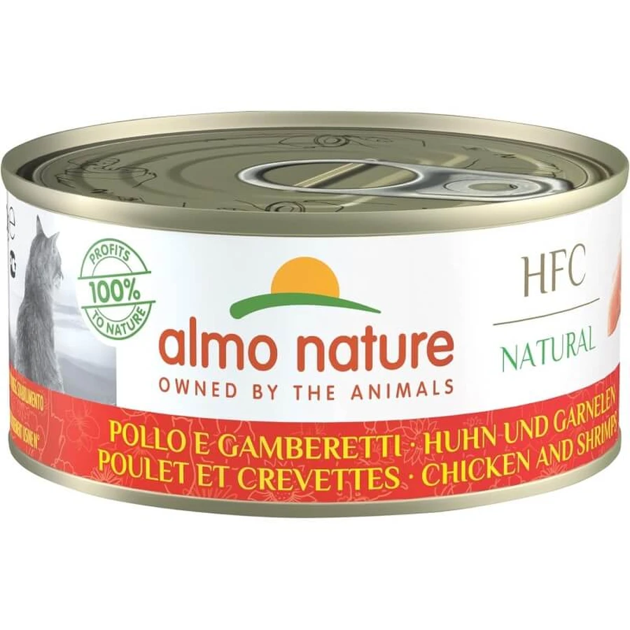 Almo Nature HFC Natural Kip en Garnalen - Compleet natvoer voor volwassen katten, 150 g