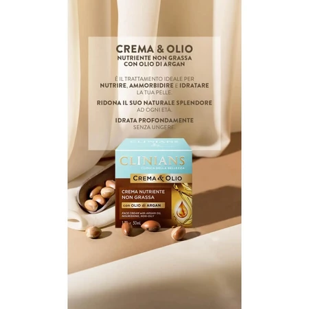 Clinians Cream &amp; Oil - Niet-vette, voedende crème met arganolie, 50 ml