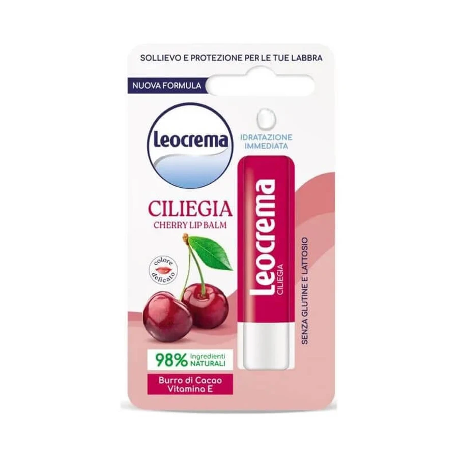 Leocrema Cherry - Bálsamo labial en barra, 5,5 ml