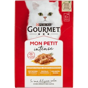 Purina Mon Petit Intense Pato, Pollo y Pavo - Comida húmeda para gatos, 6 x 50 g