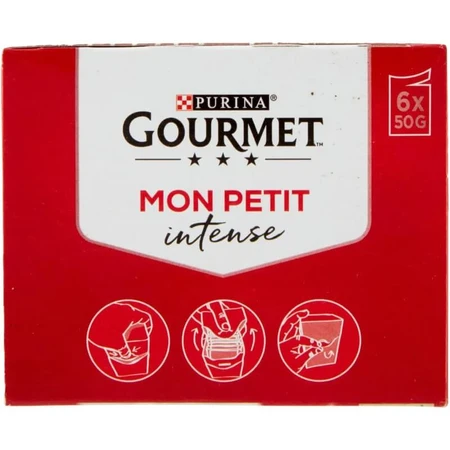 Purina Mon Petit Intense Pato, Pollo y Pavo - Comida húmeda para gatos, 6 x 50 g