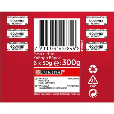 Purina Mon Petit Intense Pato, Pollo y Pavo - Comida húmeda para gatos, 6 x 50 g