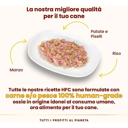 Almo Nature HFC Carne de ternera con patatas y guisantes - Pienso húmedo complementario para perros adultos, 95 g