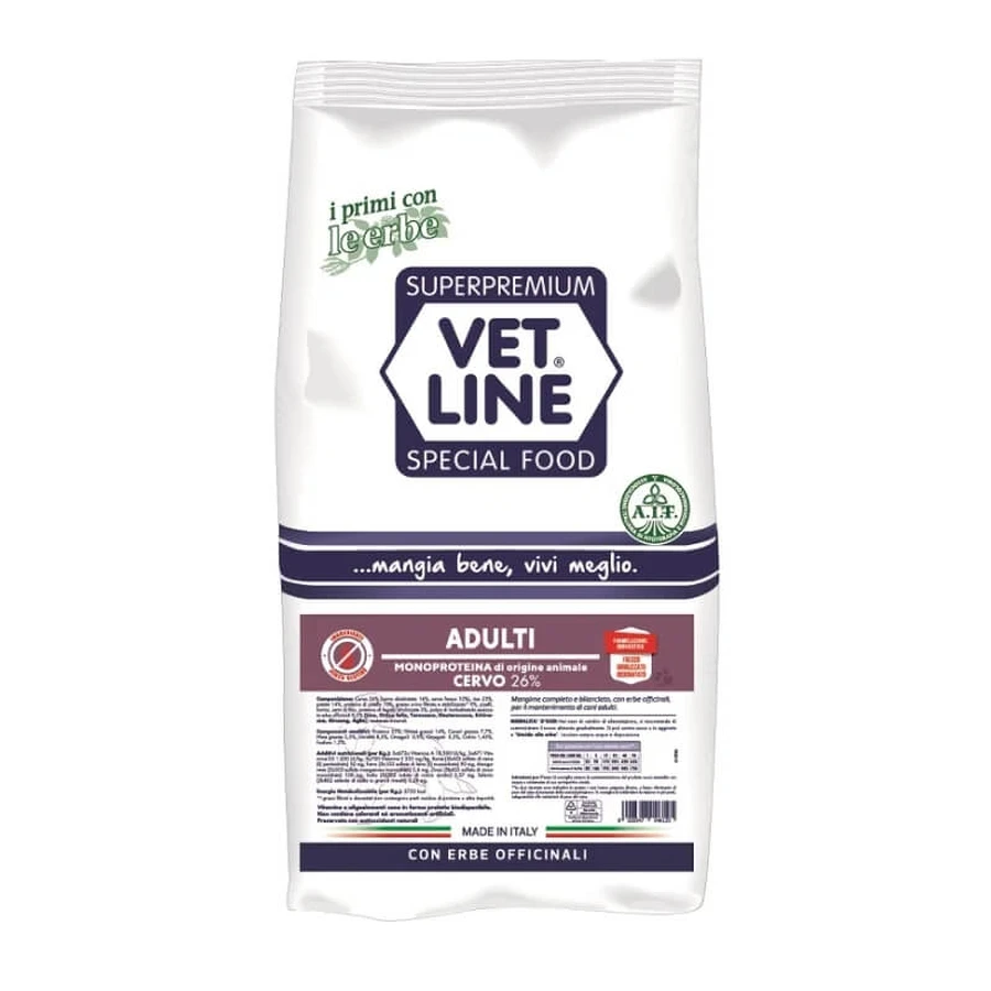 Vet Line Cervo - Compleet hondenvoer voor volwassen honden, 12,5 kg