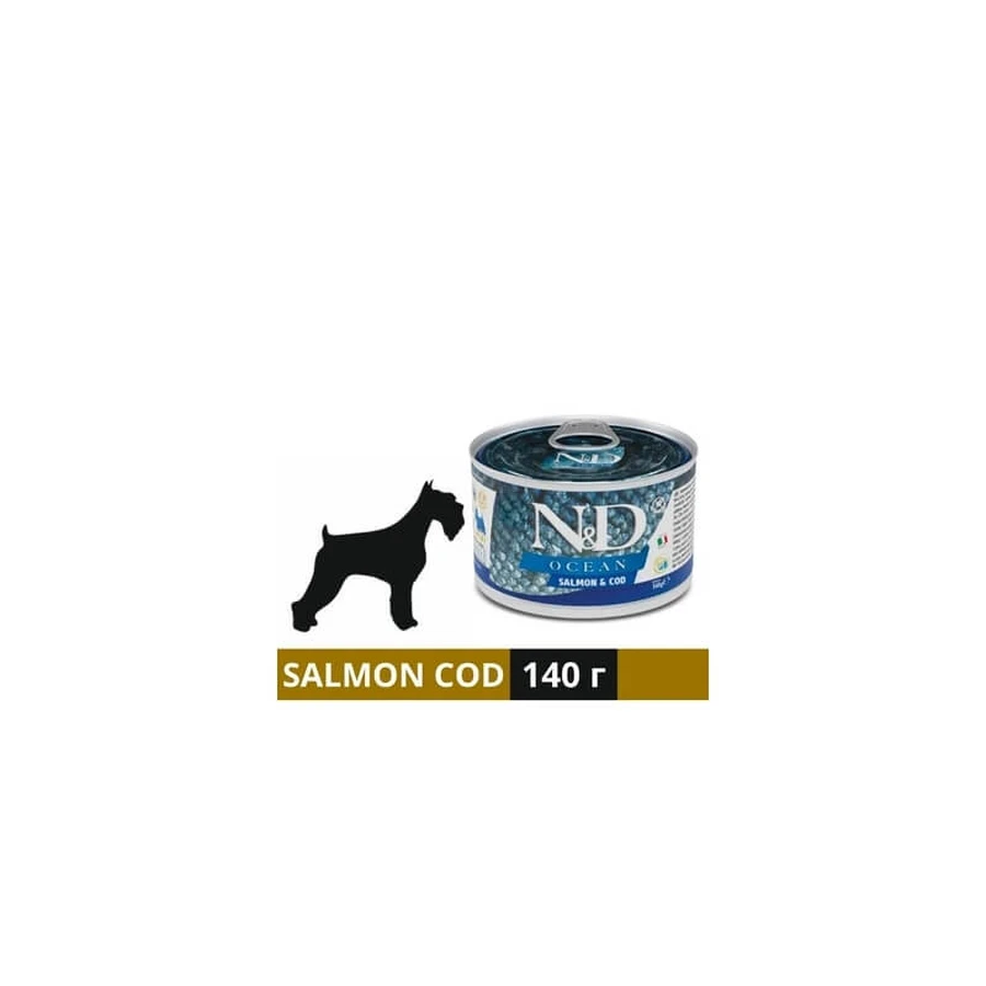 Farmina N&amp;d Ocean Adult Mini Salmón y Bacalao - Alimento completo para perros adultos de raza pequeña, 140 g