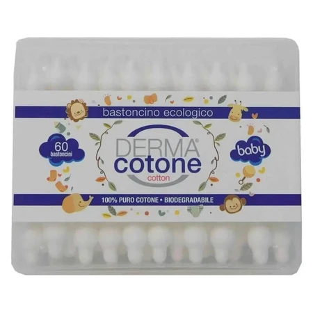 Dermacotone Umweltfreundliche Baby-Wattestäbchen – 60 Wattestäbchen
