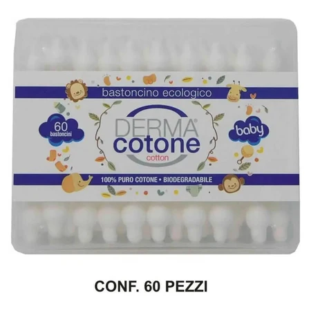 Dermacotone Umweltfreundliche Baby-Wattestäbchen – 60 Wattestäbchen