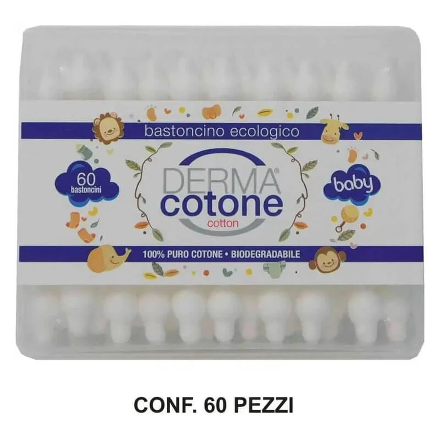 Dermacotone Umweltfreundliche Baby-Wattestäbchen – 60 Wattestäbchen