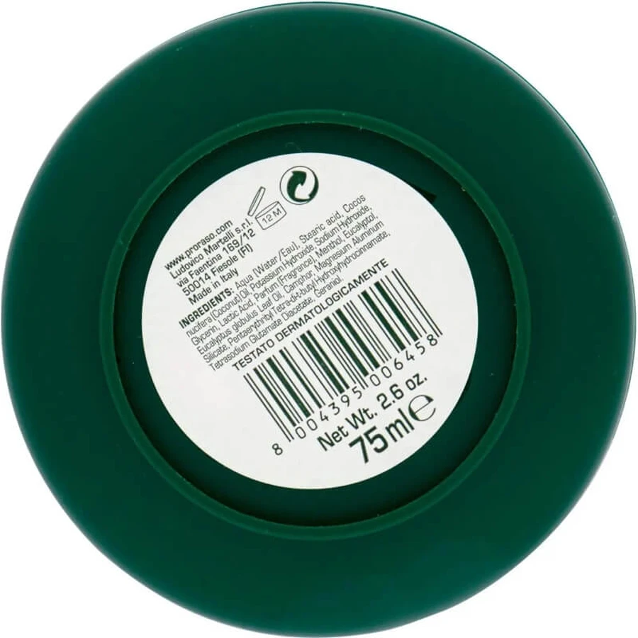 Proraso Refreshing - Savon à raser en pot à l'huile d'eucalyptus et au menthol, 75 ml