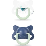 Suavinex Night &amp; Day Whale - 2 siliconenfopspenen voor baby’s van 4 tot 18 maanden