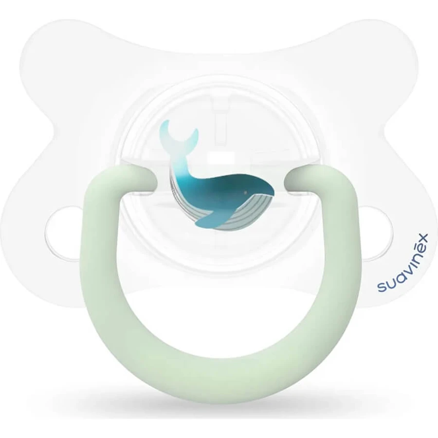 Suavinex Night &amp; Day Whale - 2 siliconenfopspenen voor baby’s van 4 tot 18 maanden