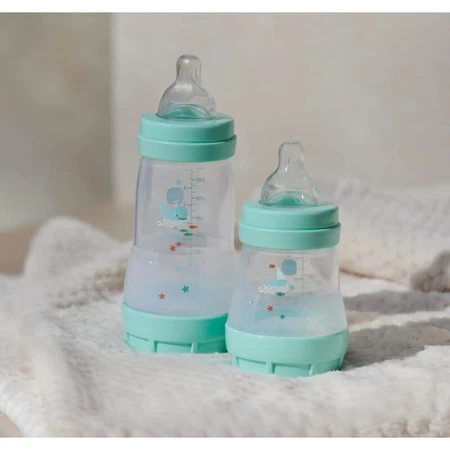 Mam Easy Start Anti-Colic - Biberón para bebés a partir de 0 meses con tetina de silicona, 130 ml, azul claro