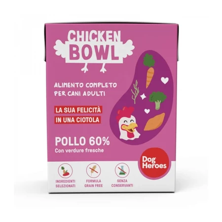 Dog Heroes Chicken Bowl - Volledig voer voor volwassen honden met een gevoelige maag of ter ondersteuning van het gewichtsbeheer, 390 g