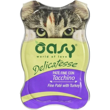 Oasy Wet delicatese pentru pisici, pateu de curcan – hrană completă pentru pisici, 85 g