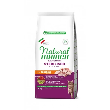 Natural Trainer Daily Nutrition Curcan – hrană completă pentru pisici adulte sterilizate, 10 kg