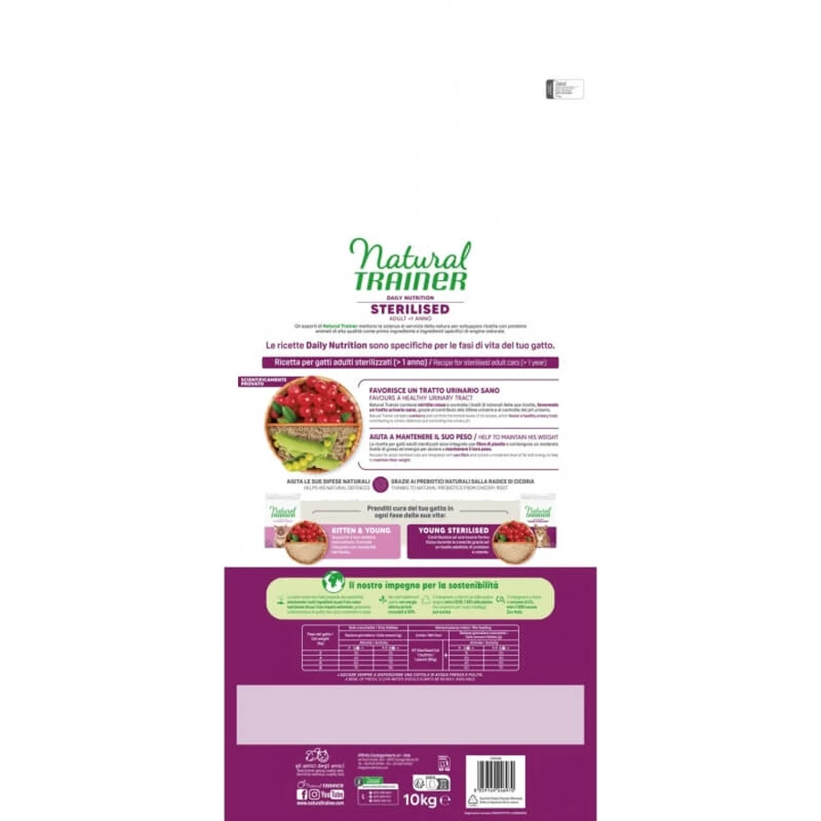 Natural Trainer Daily Nutrition Curcan – hrană completă pentru pisici adulte sterilizate, 10 kg