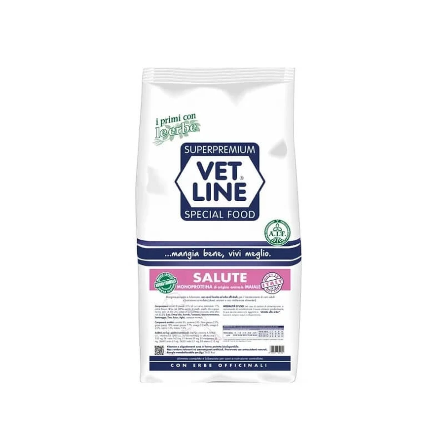 Vet Line Salute Maiale - Compleet droogvoer voor kleine volwassen honden met voedselintoleranties, 3 kg