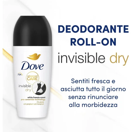 Dove Advanced Care Invisible Dry, aroma a fresia blanca - Desodorante en roll-on, 50 ml