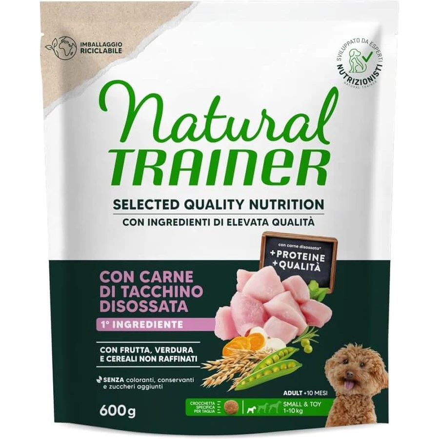 Natural Trainer Selected Quality Adult Mini Turkey - Aliment complet pour chiens adultes de petite taille, 600 g