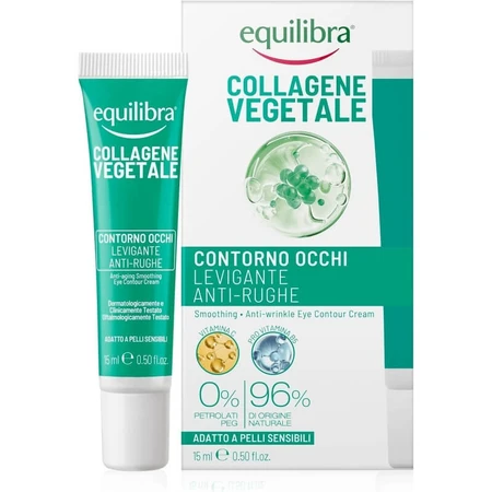 Collagène d'origine végétale Equilibra - Crème lissante anti-rides pour le contour des yeux, 15 ml