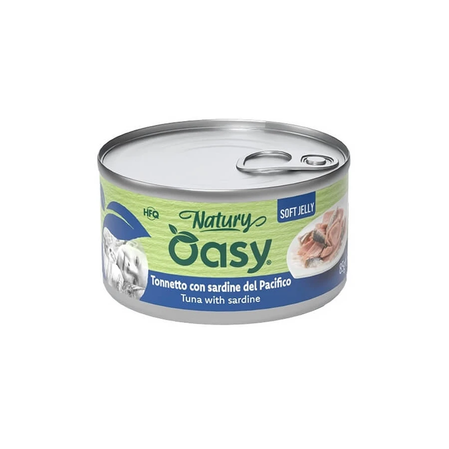 Oasy Wet Cat Natury Soft Jelly Thunfisch mit Sardinen – Ergänzungsfuttermittel für ausgewachsene Katzen, 150 g