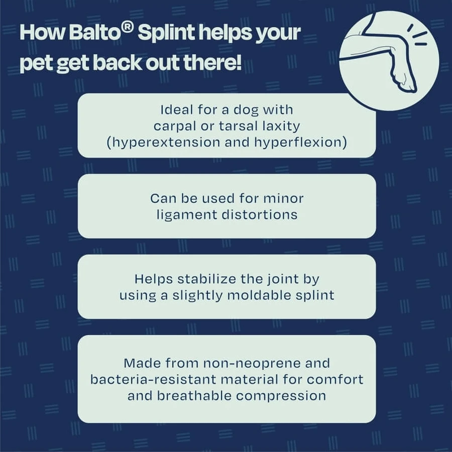 Balto Splint – Starre orthopädische Schiene für die Hand- und Fußwurzelgelenke von Hunden, Größe M