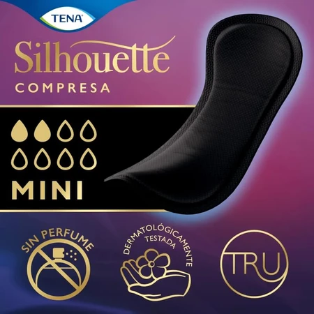 Tena Silhouette Noir - 18 mini pads for urinary incontinence