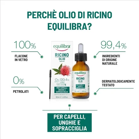 Equilibra Castor Oil for Hair, Nails, and Eyebrows, 100 ml