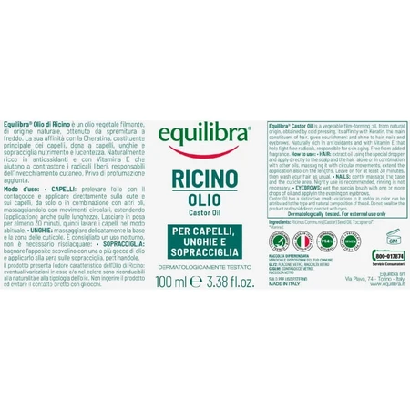 Equilibra Castor Oil for Hair, Nails, and Eyebrows, 100 ml