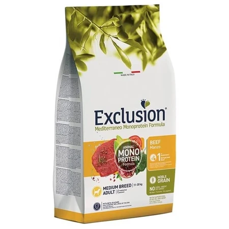 Exclusion Mediterraneo Single-Protein Formula for Medium-Breed Adult Dogs (Beef) - Complete food for adult medium-breed dogs, 3 kg