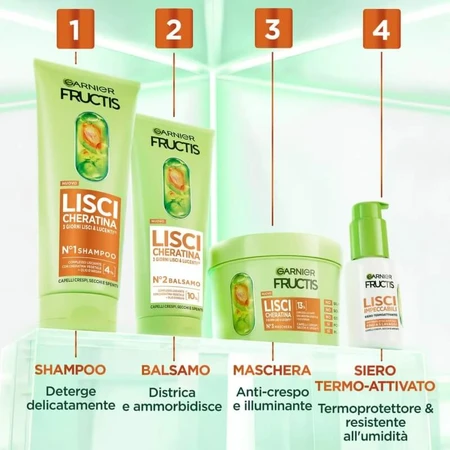 Fructis Lisci cu keratină - nr. 2 balsam pentru păr creț 200 ml