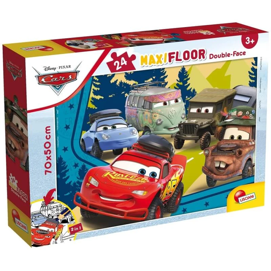 Lisciani Disney Cars - 24-piece double-sided maxi floor coloring puzzle