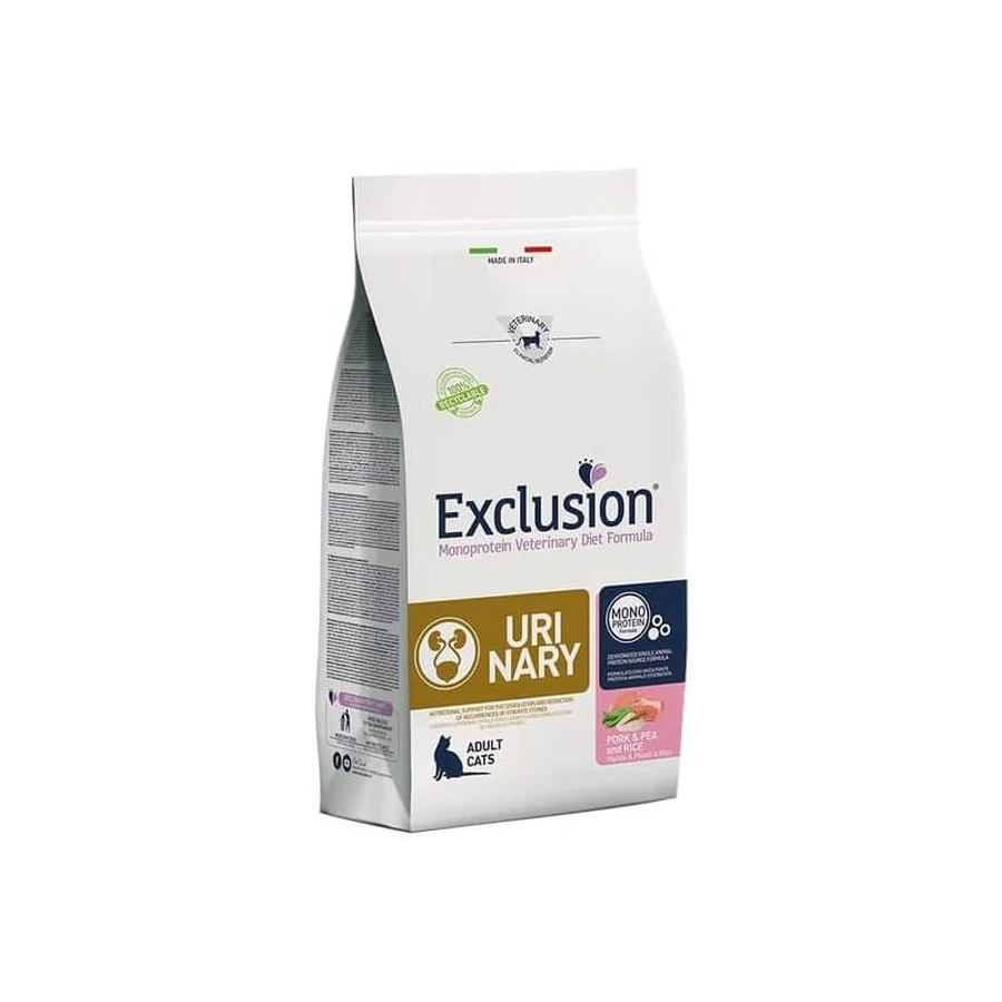 Exclusion Monoprotein Vet Diet UrinaryCat Cerdo, guisantes y arroz - Alimento dietético para gatos con estruvita, 1,5 kg