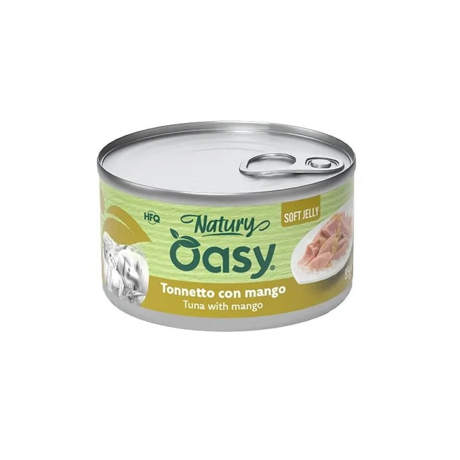 Oasy Wet cat natury soft jelly tonnetto cu mango – hrană umedă complementară pentru pisici adulte, 150 gr