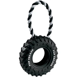 Ferplast Pneumatico con cordino - gioco per cani in cotone e gomma resistente taglia piccola 10,5 x 4,2 x h 23,5 cm